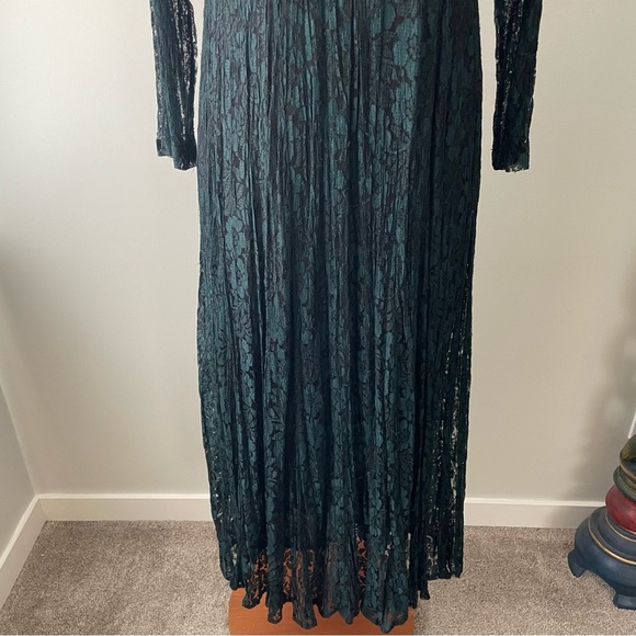Vintage Essa Donna Green Lace Maxi Dress Witchy Gothic Whimsical 90s Wiccan - Picture 4 of 11